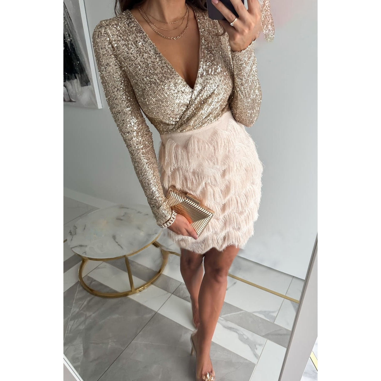 LD | elegante glitter mini jurk voor vrouwen