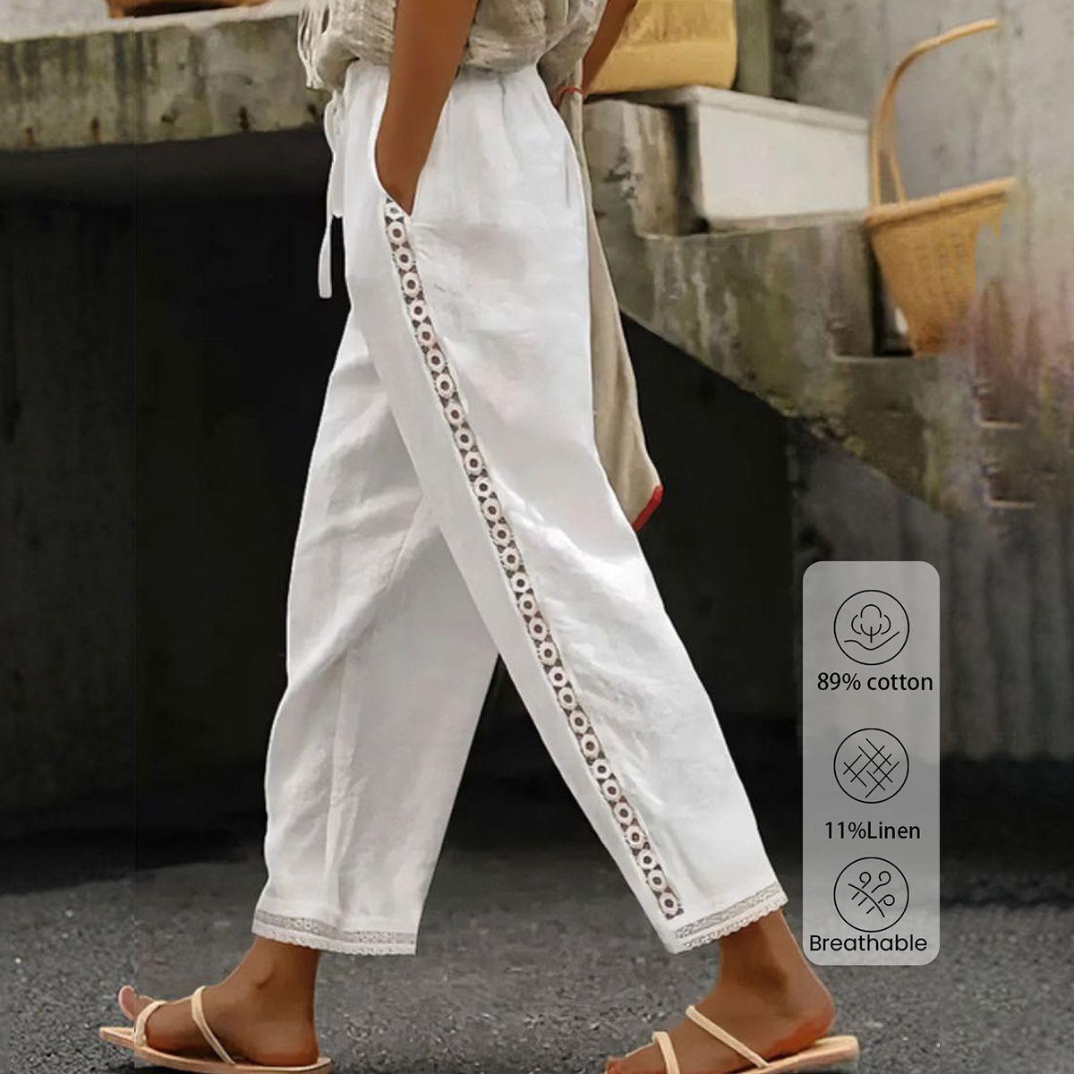 LD | Witte boho broek met trekkoord