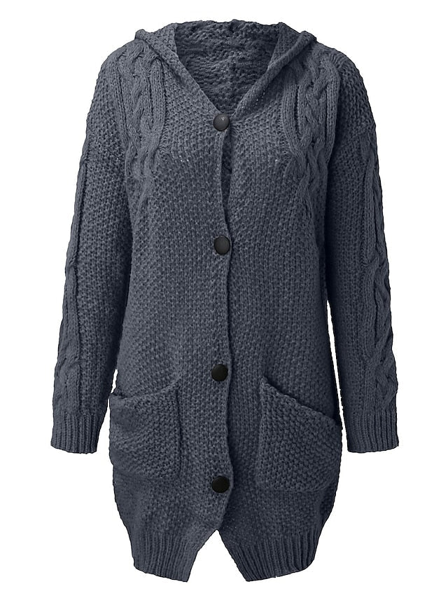 LD | Vest met capuchon in grof breisel