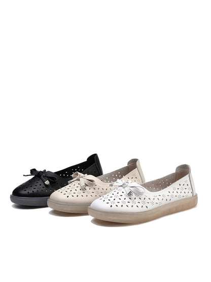 LD | Vrouwen Casual Summer Solid uitgesneden lederen platte schoenen