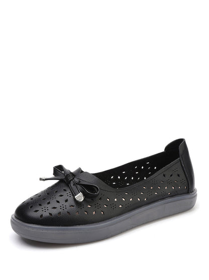 LD | Vrouwen Casual Summer Solid uitgesneden lederen platte schoenen