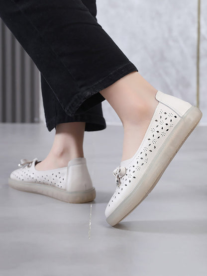 LD | Vrouwen Casual Summer Solid uitgesneden lederen platte schoenen