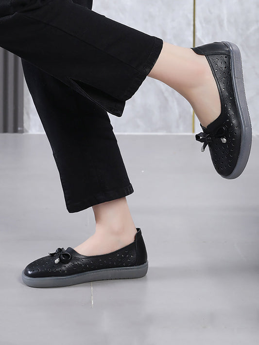 LD | Vrouwen Casual Summer Solid uitgesneden lederen platte schoenen