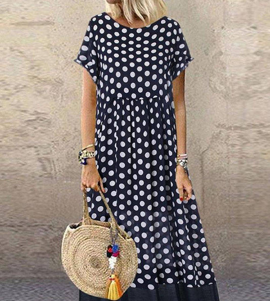 LD | Tweedelige lange zomerjurk met stippenprint