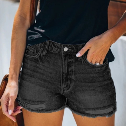 LD | Zomerse denim shorts voor dames met speelse franjes