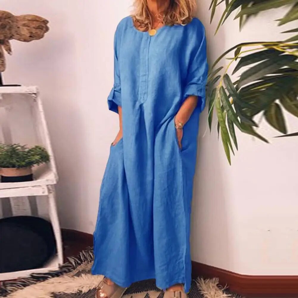LD | Oversized lange linnen overhemdjurk
