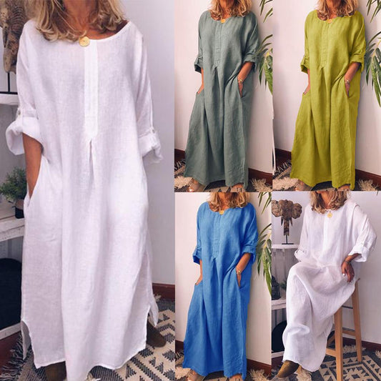 LD | Oversized lange linnen overhemdjurk