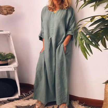 LD | Oversized lange linnen overhemdjurk