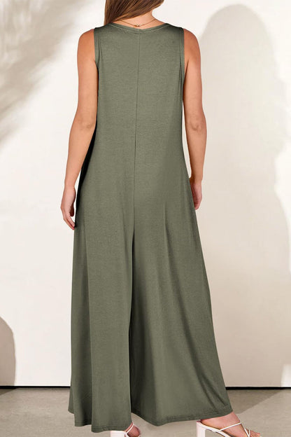 LD | Effen jumpsuits met wijde pijpen en V-hals