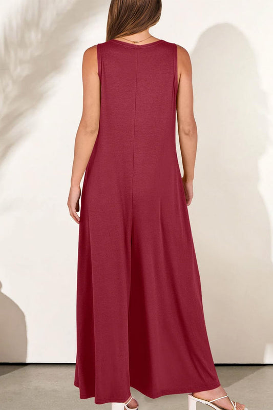 LD | Effen jumpsuits met wijde pijpen en V-hals