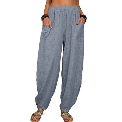 LD | Wijde linnen broek voor dames