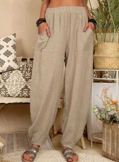 LD | Wijde linnen broek voor dames