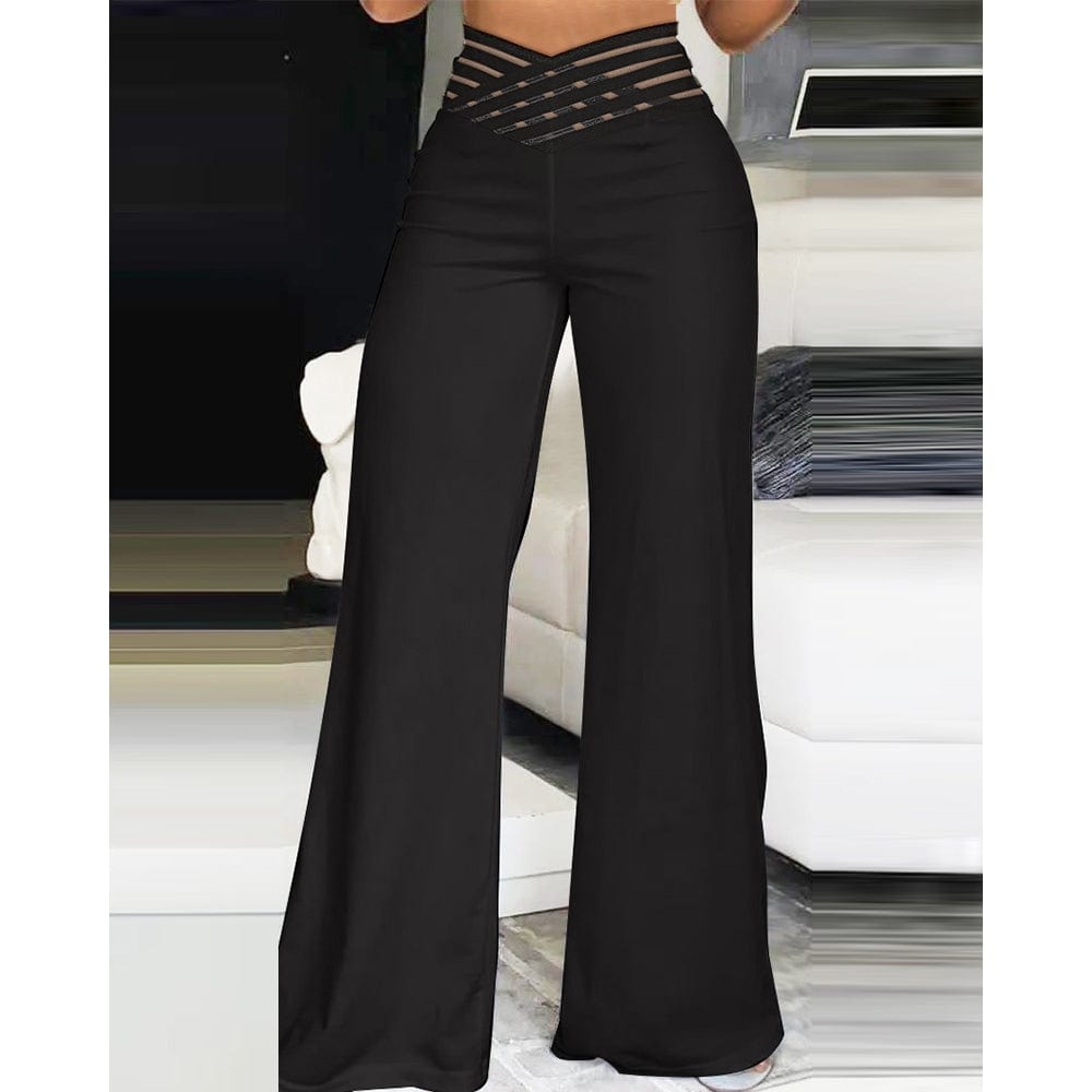LD | Elastane flare broek met gekruiste tailleband