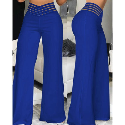 LD | Elastane flare broek met gekruiste tailleband