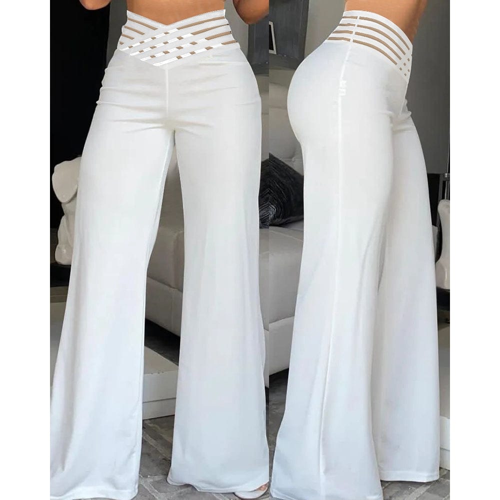 LD | Elastane flare broek met gekruiste tailleband