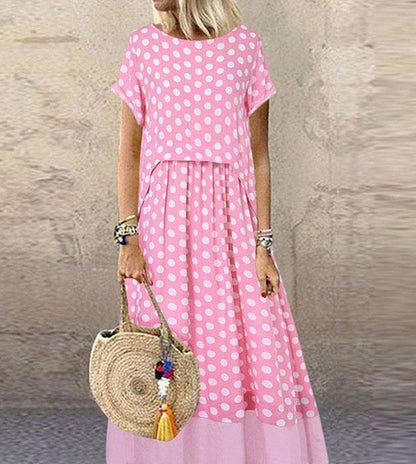 LD | Tweedelige lange zomerjurk met stippenprint