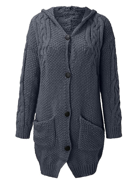 LD | Vest met capuchon in grof breisel